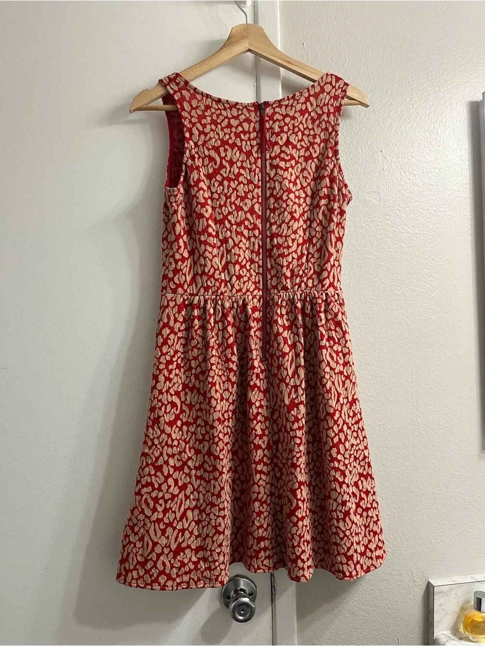 Maeve anthropology Red and Cream Sleeveless Patterned Tank Dress